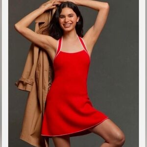 Daily Practice by Anthropologie Full Speed Halter Mini Dress Bright Red, size S